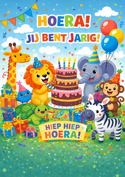 dieren verjaardagkaart