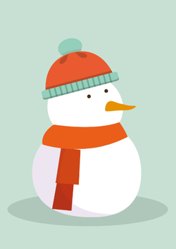 Kerstkaart met sneeuwpop